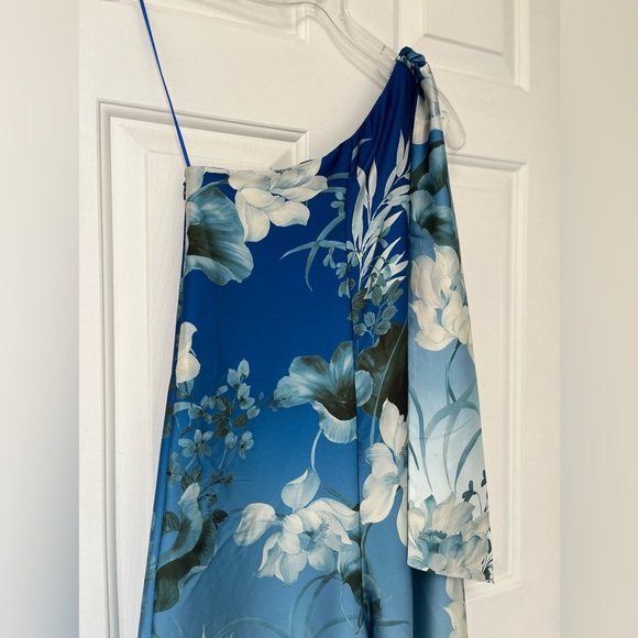 NWT ZARA Blue Floral One-Shoulder Wide Leg Jumpsuit XS - Picture 10 of 16